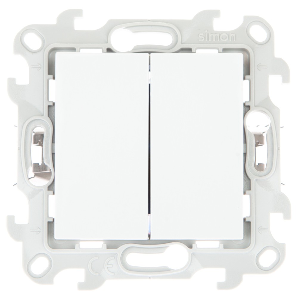 Розетки и выключатели Simon 24 Белые Выключатель Двухклавишный Simon 24 Белый Push&Go 2420398-030