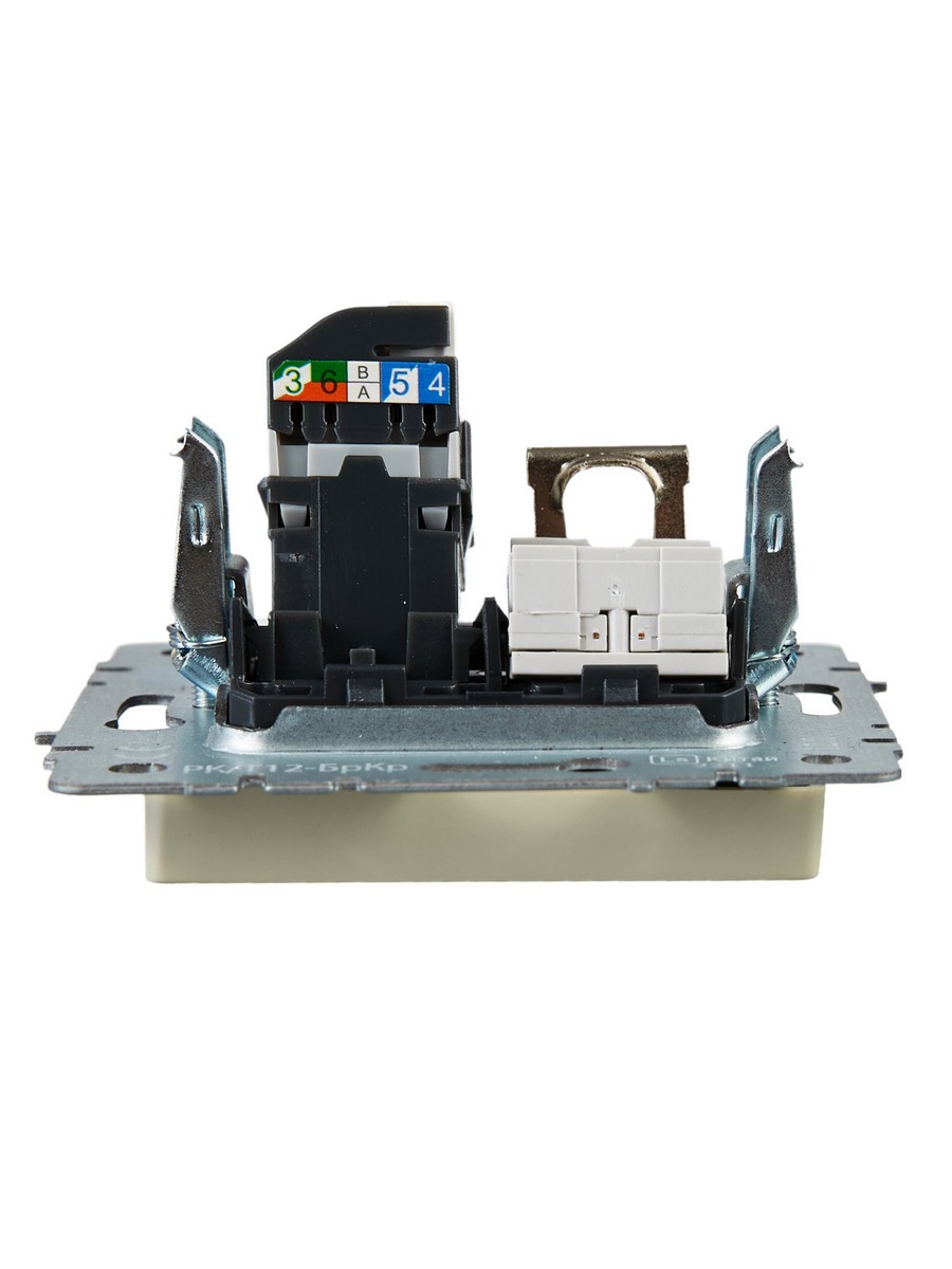 IEK Brite Бежевый Розетка IEK BRITE двойная RJ11+RJ45 кат.5E РК/Т12-БрКр бежевый BR-KT20-O-1-K10