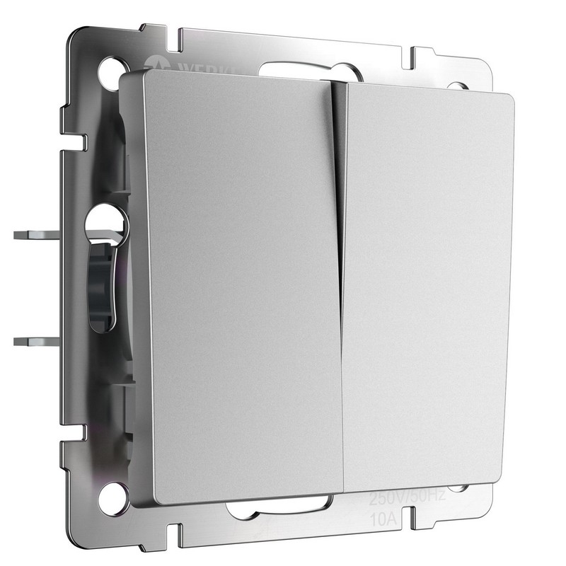 Werkel Серебряный матовый Выключатель Werkel двухклавишный проходной (серебряный матовый) W1122065