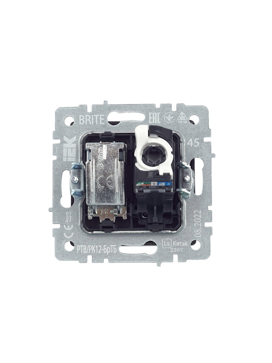 IEK Brite Бронза Розетка IEK BRITE двойная TV+RJ45 кат.5E РТВ/РК12-БрТБ темная бронза BR-AK20-1-K45