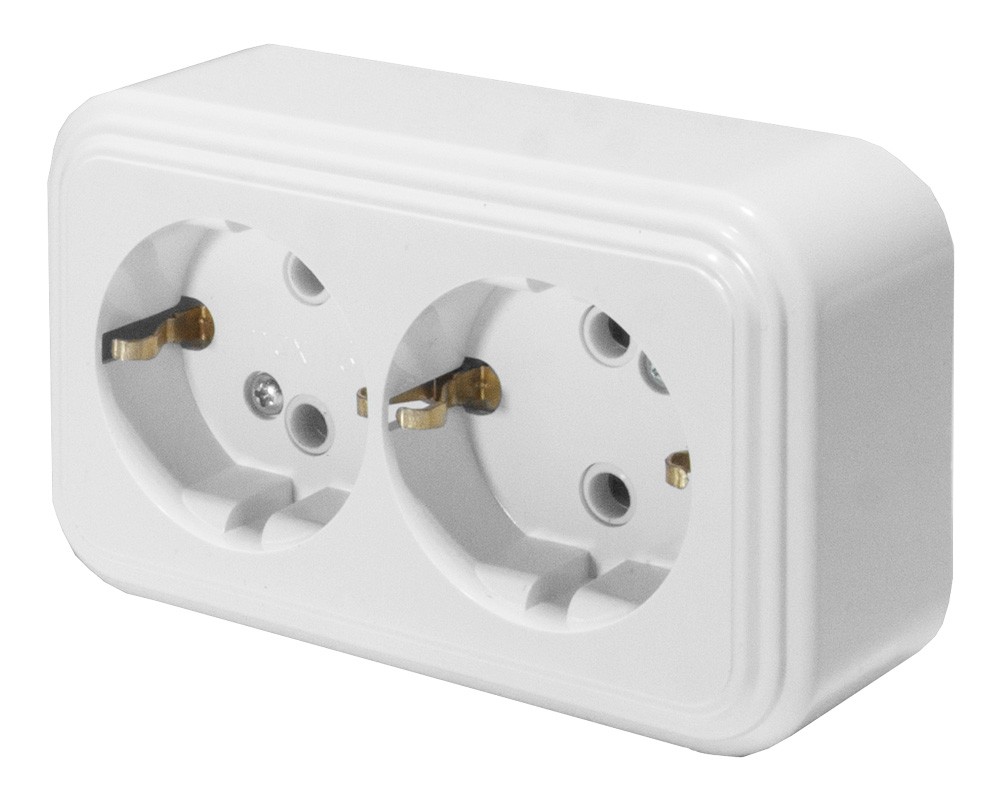 Накладные розетки и выключатели Stekker Розетка 2-местная с/з STEKKER PST16-31-20 16А IP20 белый Брест 39695