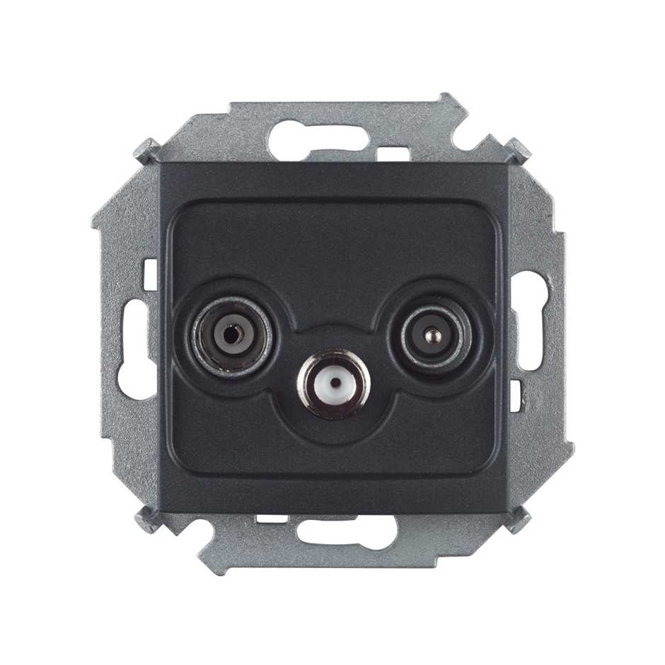 Розетки и выключатели Simon 15 Графит Розетка R-TV-SAT Simon 15 Графит одиночная 1591466-038