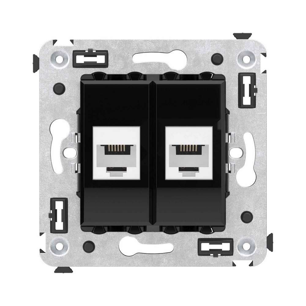 DKC Avanti механизмы Черный квадрат Телефонная розетка DKC Avanti RJ-12 без шторки в стену двойная "Черный квадрат" 4402614