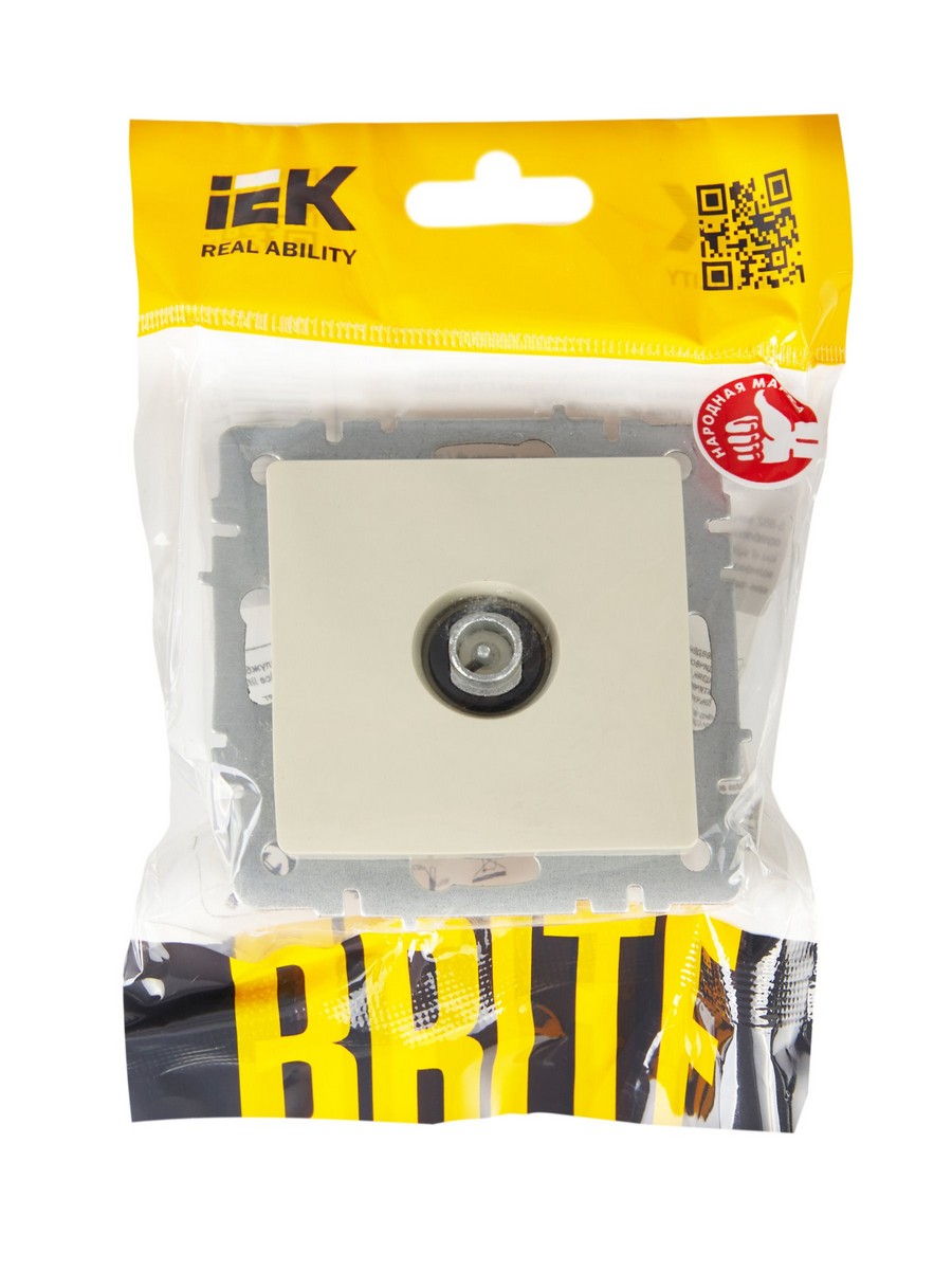IEK Brite Бежевый Розетка IEK BRITE TV проходная РТВ10-0-БрКр бежевый BR-A10-P-K10