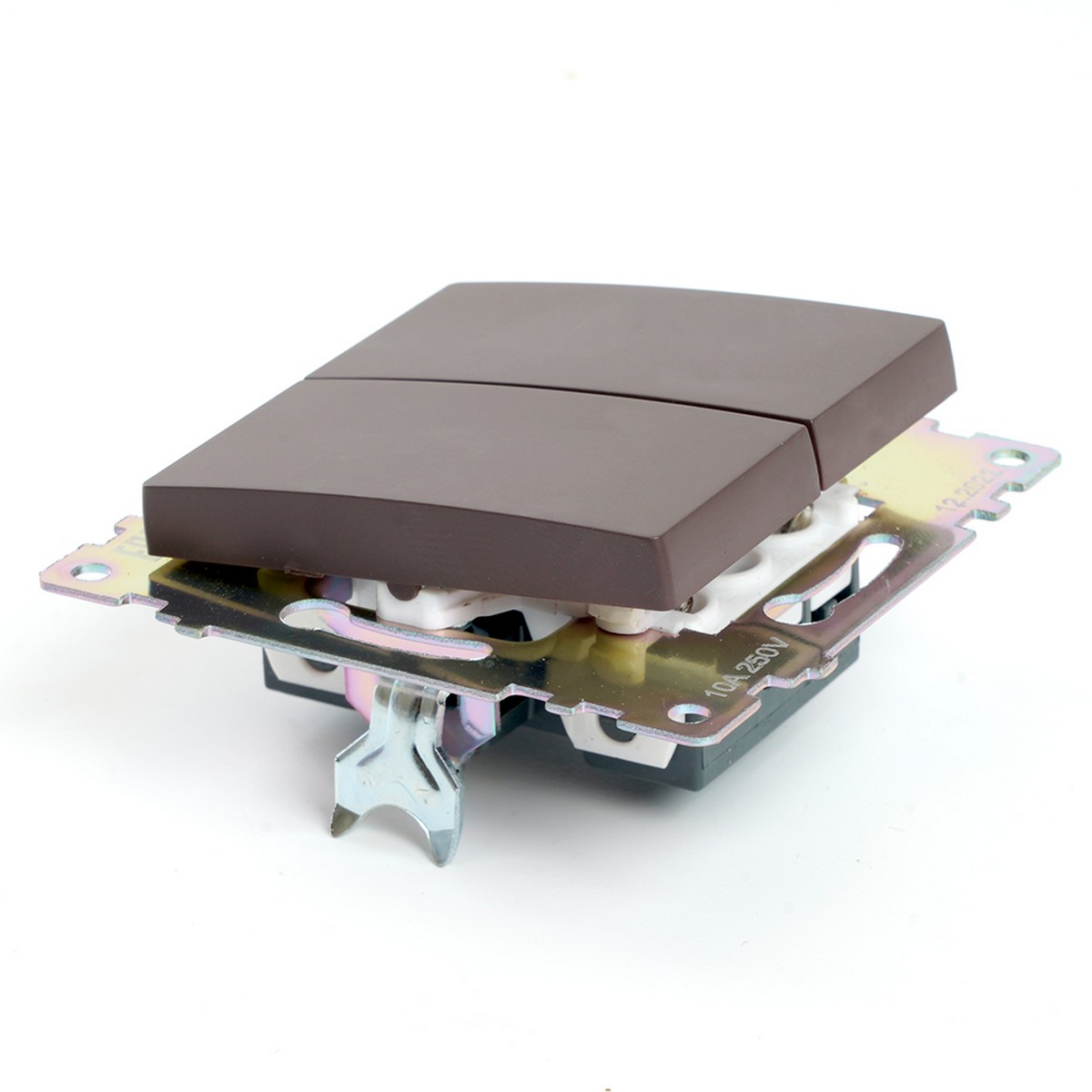 Катрин - Розетки и выключатели Stekker Выключатель 2-клавишный STEKKER GLS10-7104-04 250V 10А Катрин шоколад 49019