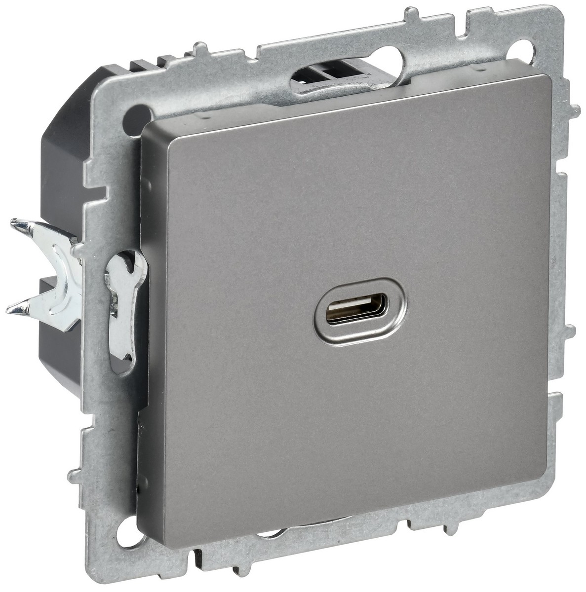 IEK Brite Сталь Розетка USB IEK BRITE C 65Вт высокоскор. зар. РЮ12-1-БрС сталь