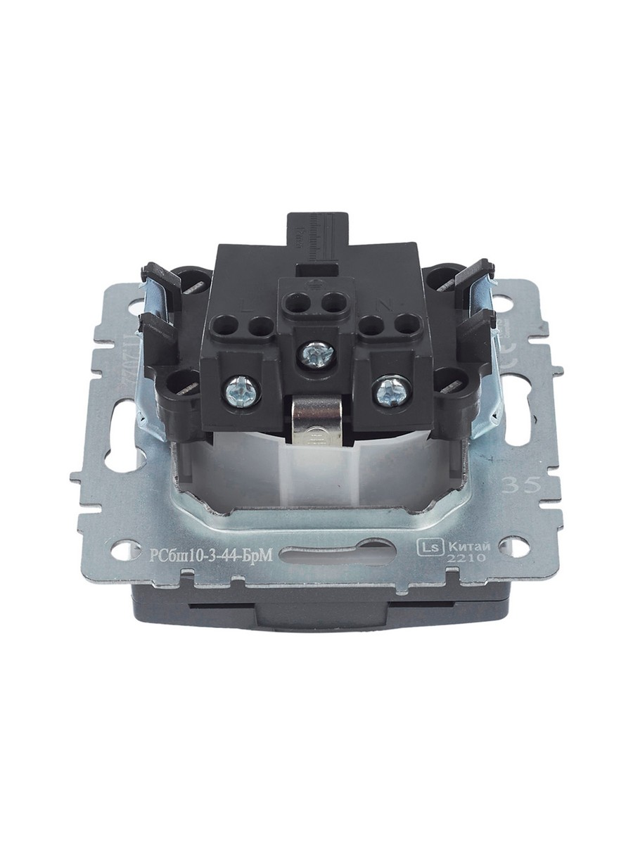 IEK Brite Маренго Розетка IEK BRITE с/з с шторками и крышкой 16А IP44 РСбш10-3-44-БрМ маренго BR-R16-16-44-K35