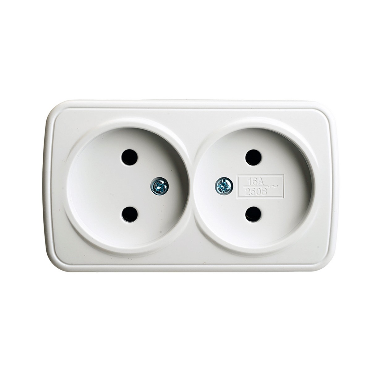 Накладные розетки и выключатели Stekker Розетка накладная STEKKER PST10-502-20 2-местная б/з Basic белый 50075