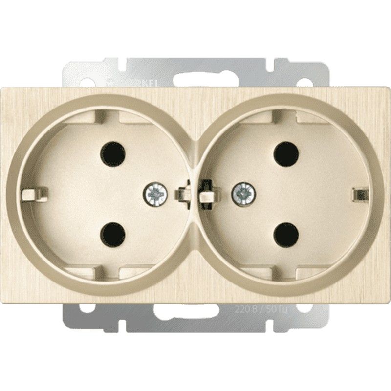 Werkel Шампань рифленный механизмы Розетка двойная с заземлением Werkel W1172010 шампань рифленый IP20