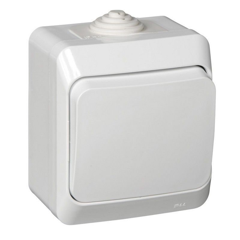 Этюд Белый Выключатель 1-клавишный Systeme Electric Этюд наружный Белый IP44 BA10-041B