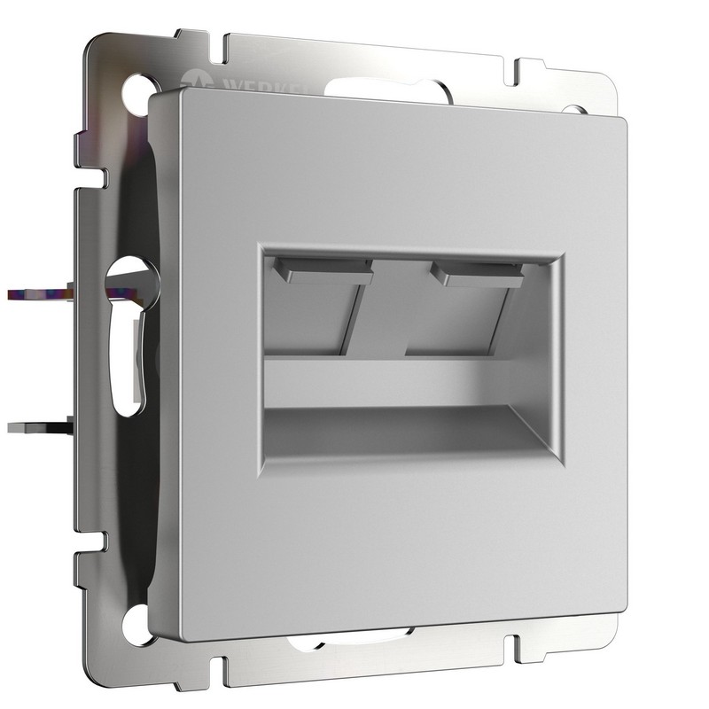 Werkel Серебряный механизмы Розетка Ethernet Werkel двойная RJ-45 серебряная W1181106