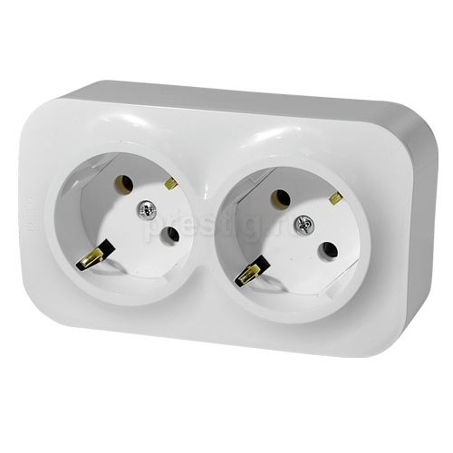 Накладные Розетки и выключатели Legrand Quteo Белый Розетка Legrand Quteo двойная с заземлением без шторок белая 782233 (782213)
