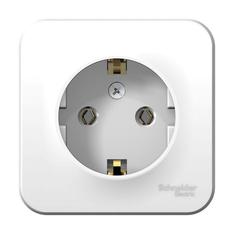 Blanca белые розетки и выключатели Розетка SE Blanca с/з Белый наружный без шторок BLNRA010101