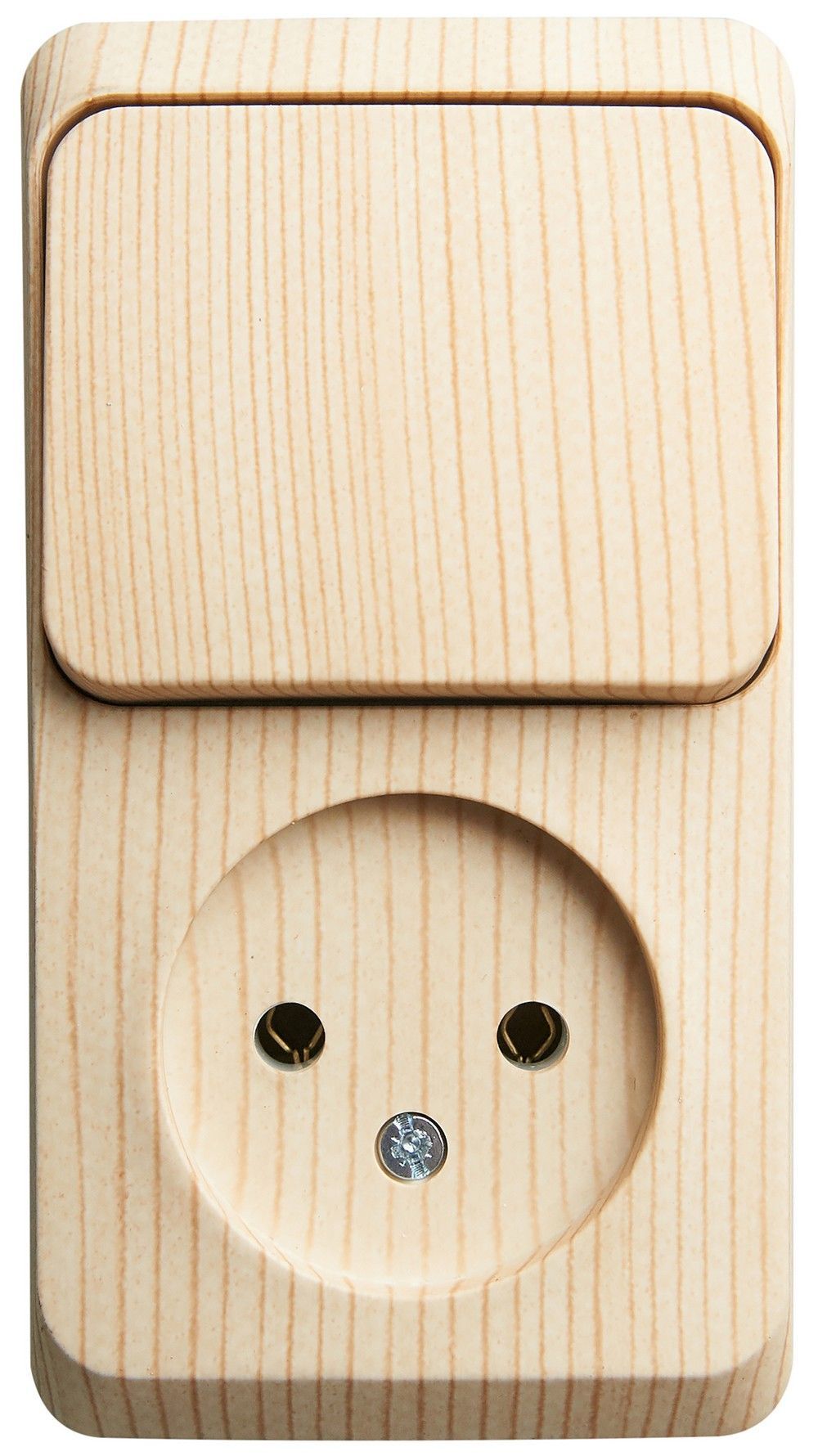 Этюд Дача Блок Этюд Розетка б/з + выключатель 1-клавишный наружный Сосна BPA16-204D