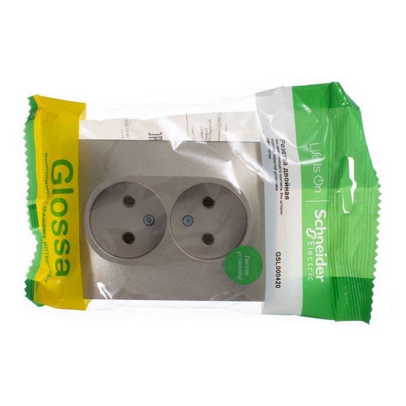 Glossa Титан Розетка Systeme Electric Glossa Титан 2-я без заземления (в сборе с рамкой) GSL000420