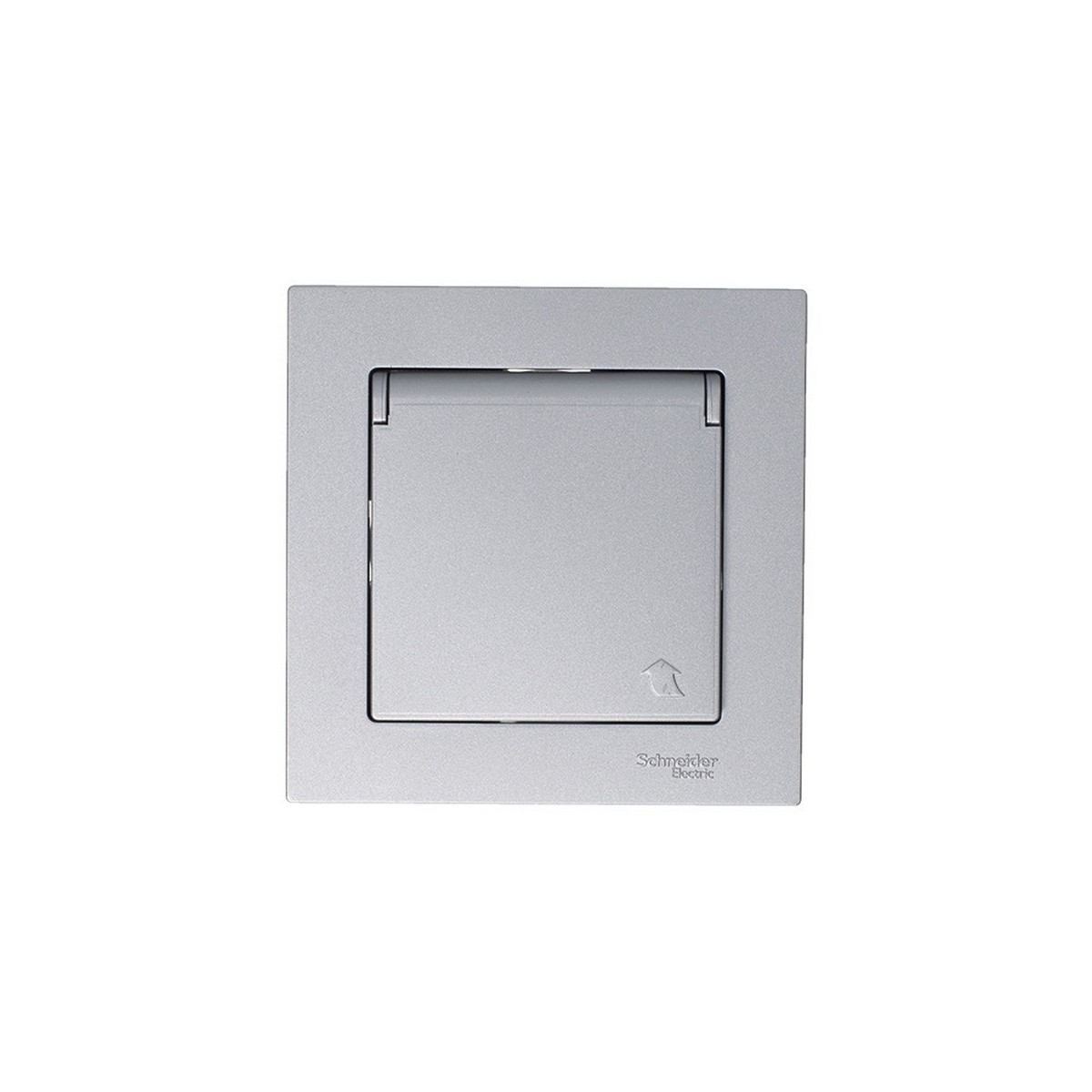 AtlasDesign Алюминий Розетка Systeme Electric AtlasDesign Алюминий с/з, со шторками, с крышкой, 16А, в сборе ATN000346