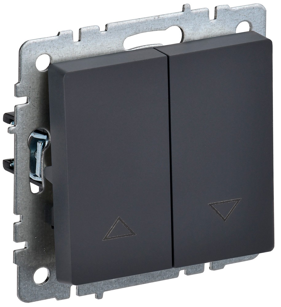 IEK Brite Графит Выключатель IEK BRITE жалюзи 10А ВС10-1-5-БрГ графит BR-V15-0-10-K53