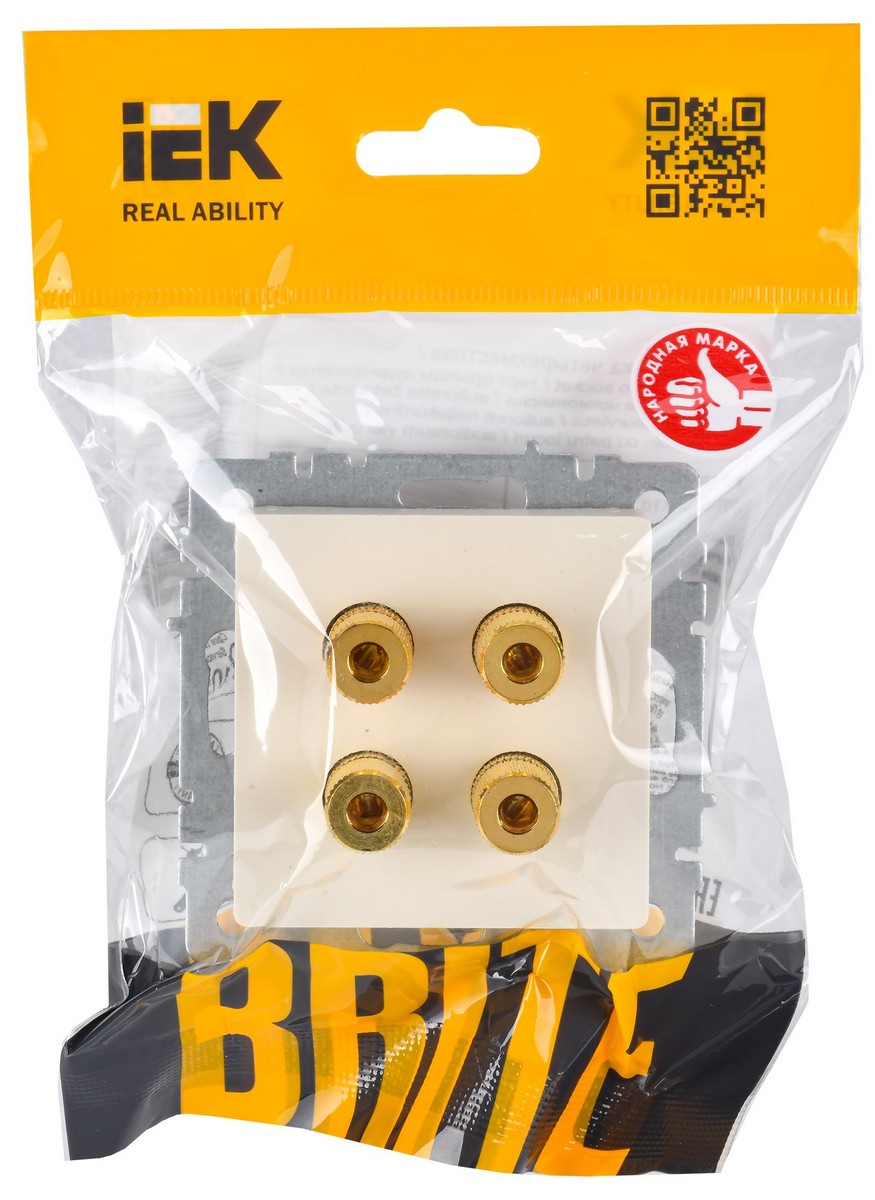 IEK Brite Бежевый Аудиорозетка IEK BRITE 4-местная РА10-БрКр бежевый BR-S40-K10