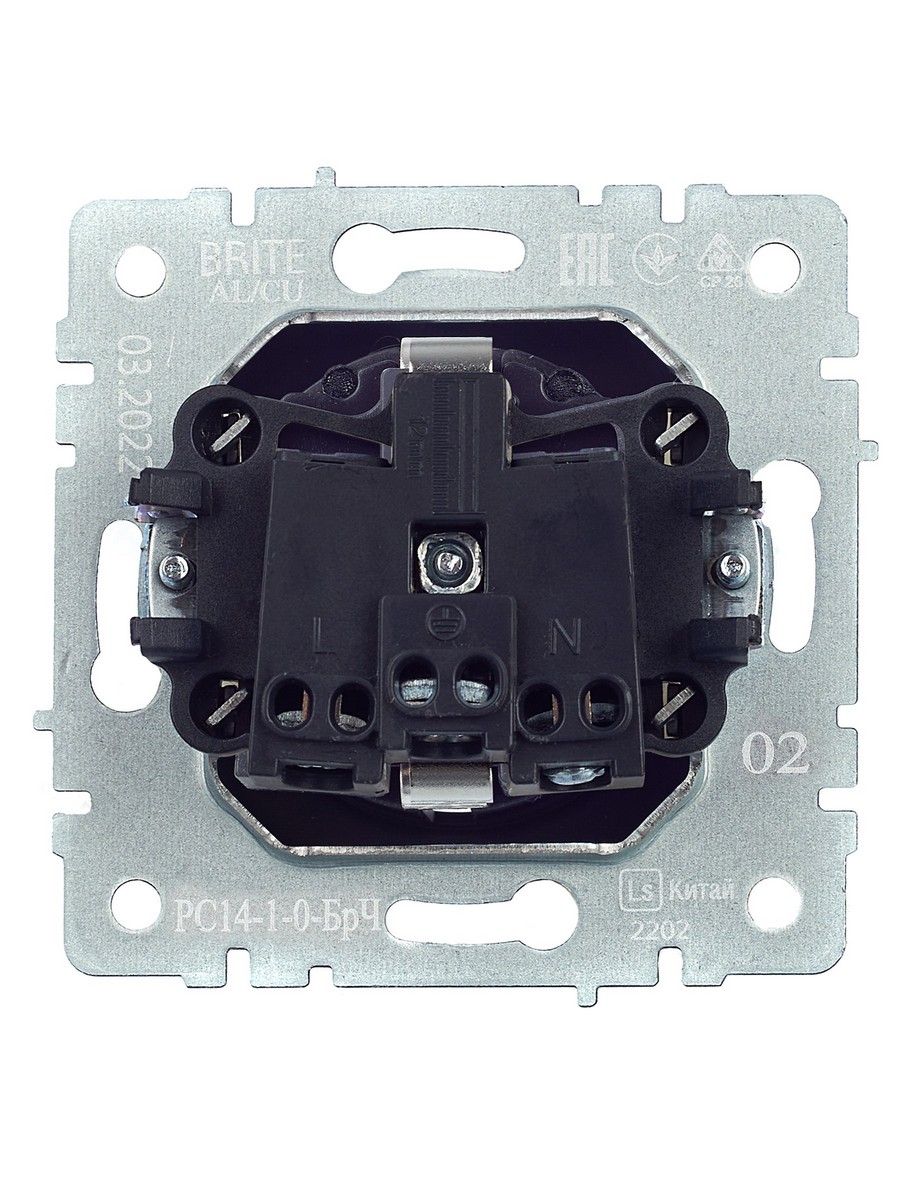 IEK Brite Черный Розетка IEK BRITE с/з с шторками 16А РС14-1-0-БрЧ черный BR-R14-16-K02