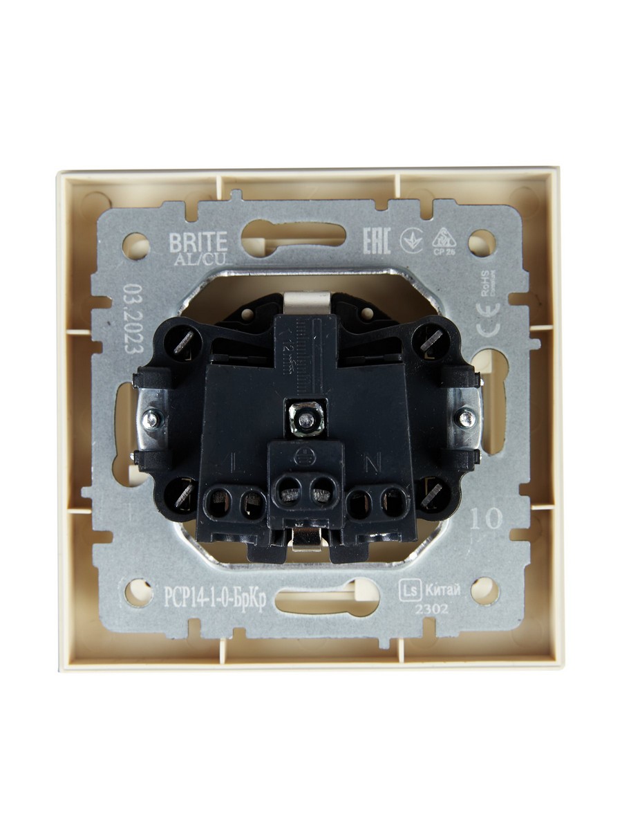 IEK Brite Бежевый Розетка IEK BRITE Бежевый с з/к/ш 16А в сборе РСР14-1-0-БрКр BR-R14-16-K10-F