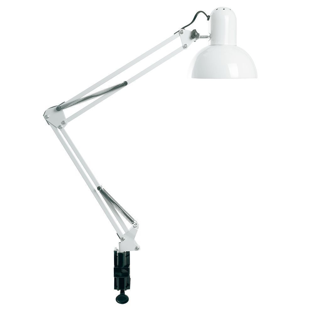 Настольные лампы Настольная лампа Feron DE1430 60W 230V под лампу E27 на струбцине белый 24232