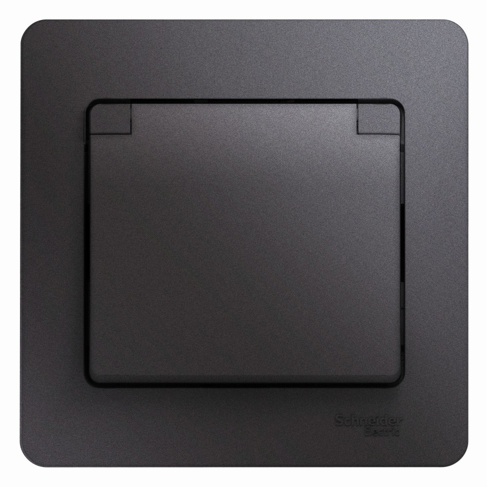 Glossa Графит Розетка Systeme Electric Glossa Графит с-з со шторками с крышкой IP20 GSL001346