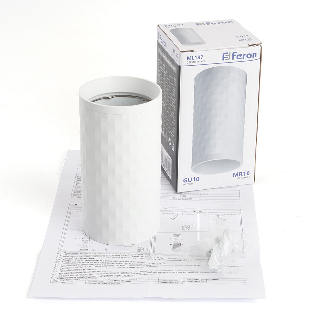 Светильники споты светодиодные Светильник спот потолочный Feron ML187 Barrel PIXEL GU10 белый 48654 