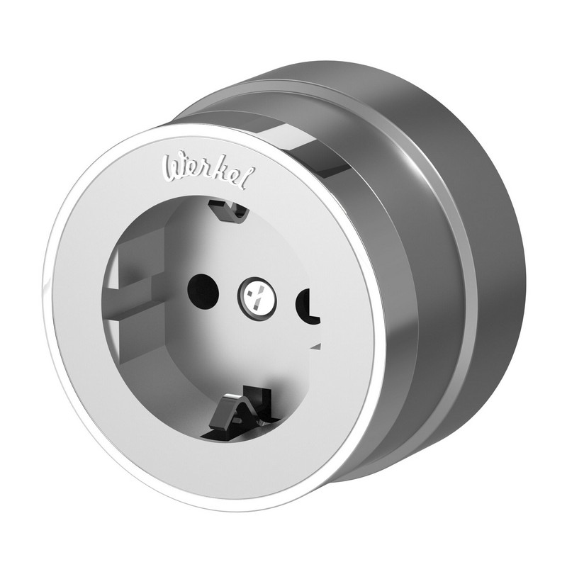 Werkel Ретро Розетка Werkel с заземлением (серебро матовый/хром) W5871054