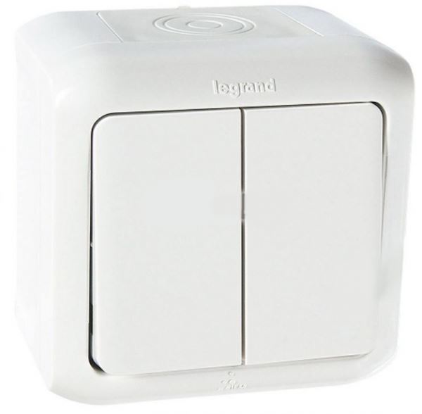 Накладные Розетки и выключатели Legrand Quteo IP44 Белый Выключатель Legrand Quteo 10A 2-клавишный IP44 белый  782302