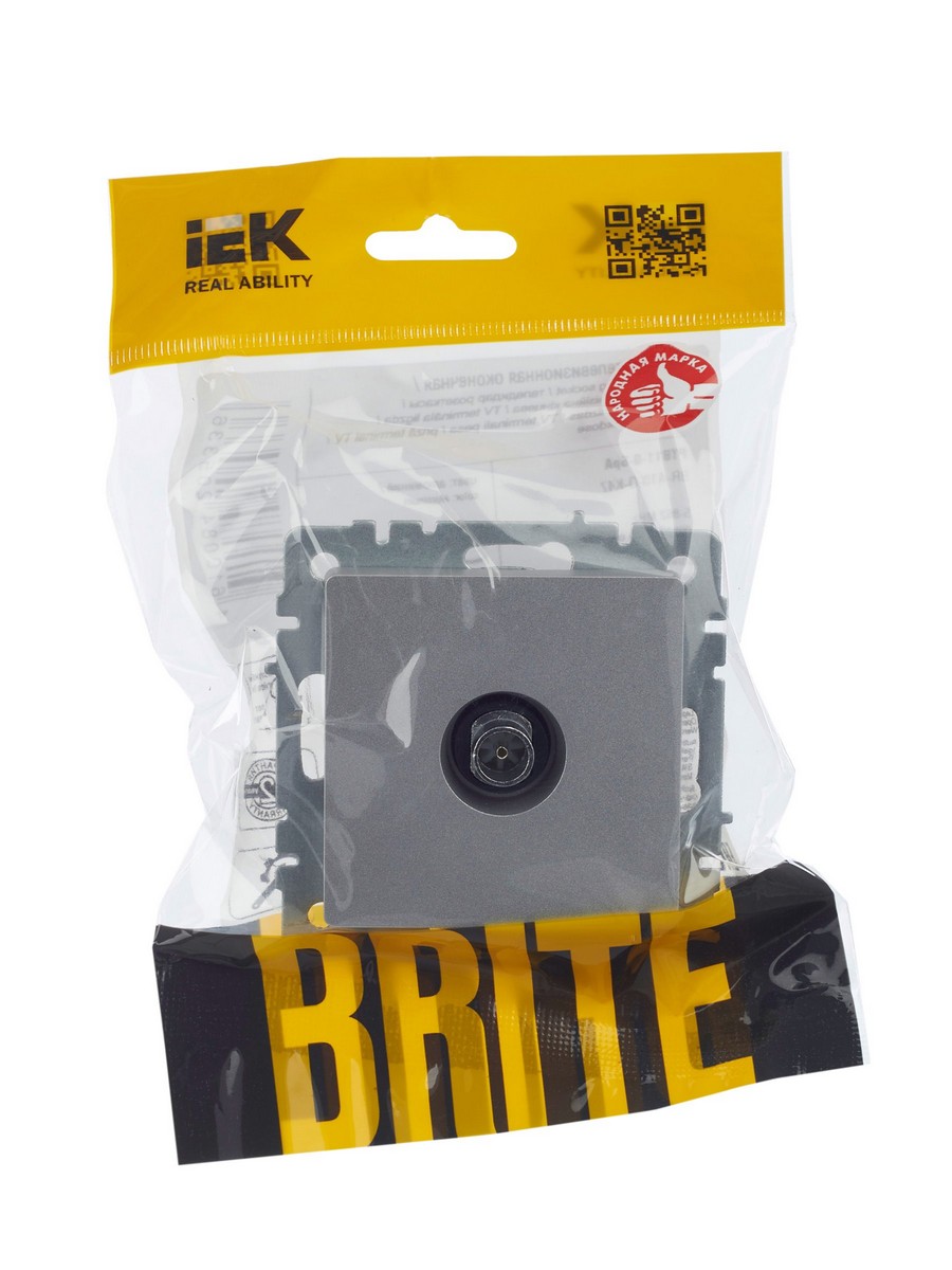 IEK Brite Алюминий Розетка IEK BRITE TV оконечная РТВ11-0-БрА алюминий BR-A10-O-K47