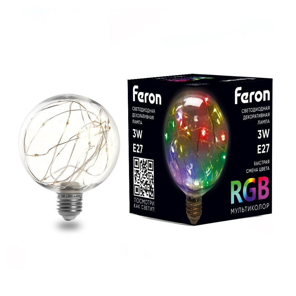E27 Лампа светодиодная Feron LB-382 E27 3W RGB 41678