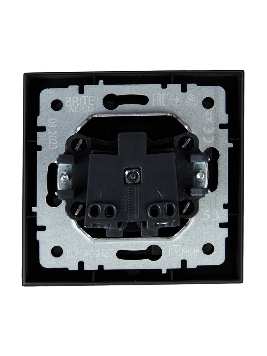 IEK Brite Графит Розетка IEK BRITE Графит без з/к/ш 10А в сборе РСР10-1-0-БрГ BR-R10-10-K53-F