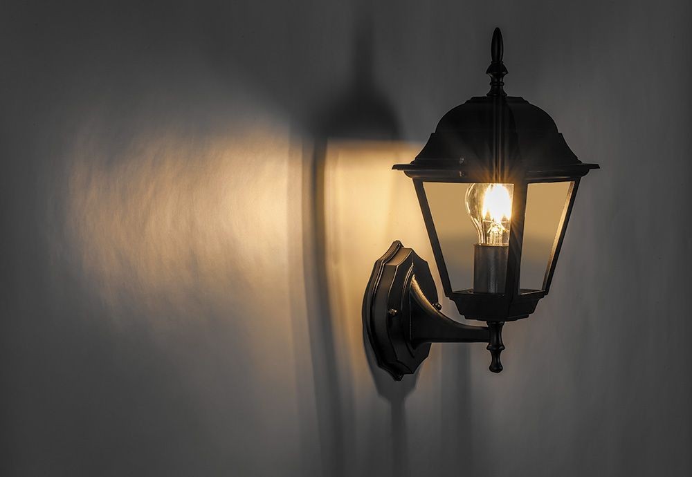 Уличные настенные светильники Светильник садово-парковый Feron PL4201 четырехгранный на стену вверх 100W E27 230V черный 11024 