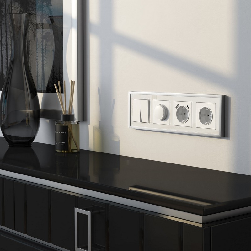 Рамки Werkel Baguette Рамка Werkel на 4 поста Baguette (белый/серебро) W0042850