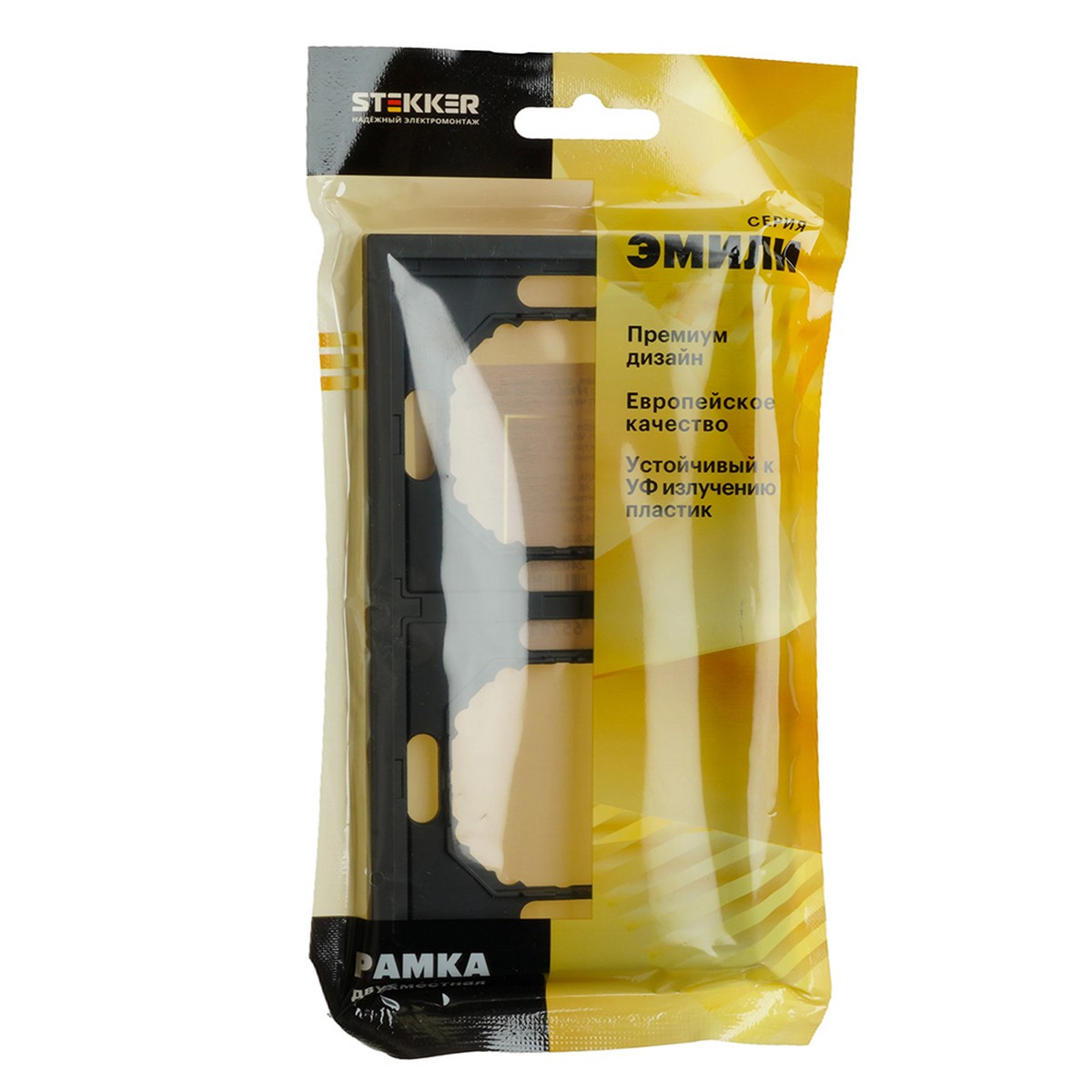 Эмили - Розетки и выключатели Stekker Рамка 2-ая STEKKER Эмили PFR00-5002-05 черный уголь soft touch 49859