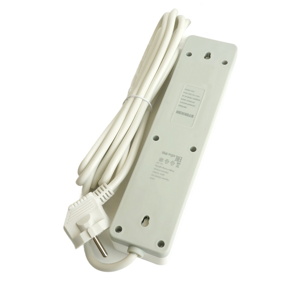 Колодки и удлинители, тройники Сетевой фильтр 4-местный с/з STEKKER HM20-41-02 3x1мм2 1 8 м серия Optima белый 50089 