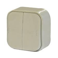 Накладные Розетки и выключатели Legrand Quteo Бежевый Выключатель Legrand Quteo 10A 2-клавишный бежевый  782232