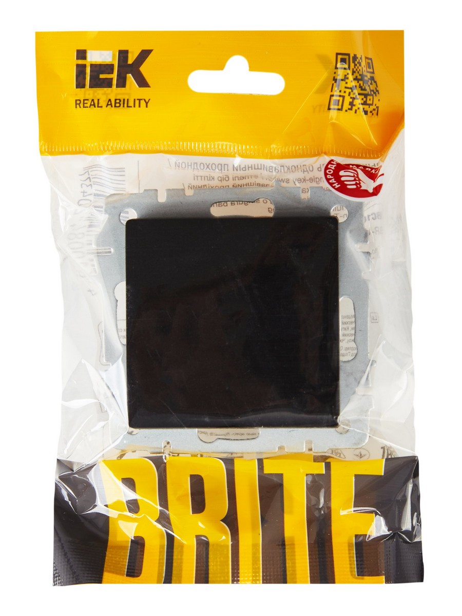 IEK Brite Черный Выключатель IEK BRITE 1-клавишный 10А ВС10-1-0-БрЧ черный BR-V10-0-10-K02