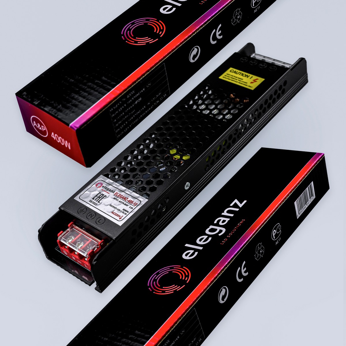 Блоки питания для светодиодной ленты Блок питания для светодиодной ленты Eleganz 12V 400W IP44 узкий 1133 