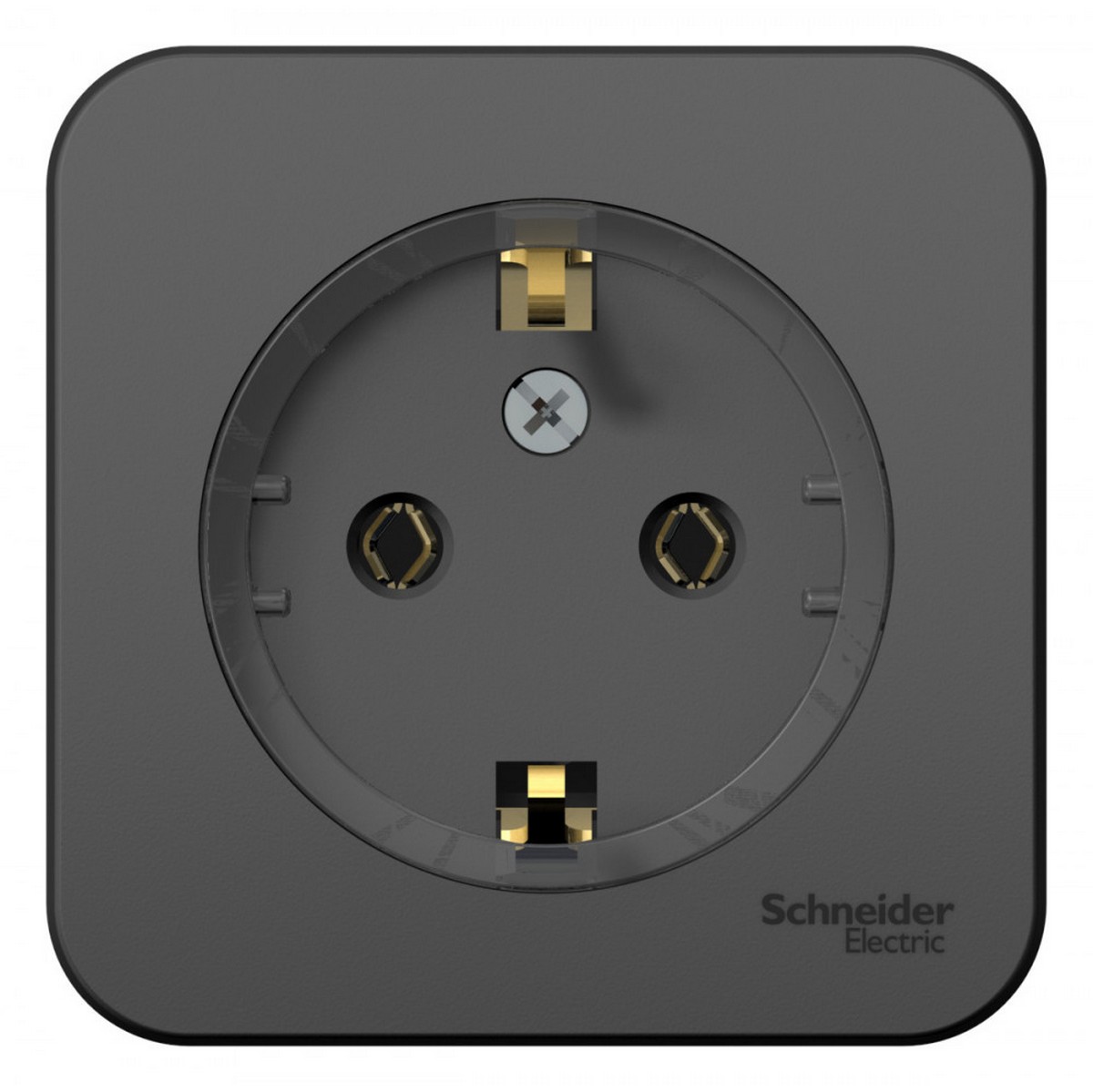 Blanca антрацит розетки и выключатели Розетка SE Blanca с/з Антрацит наружный без шторок (тонкая) изолир. пластина BLNRA110116