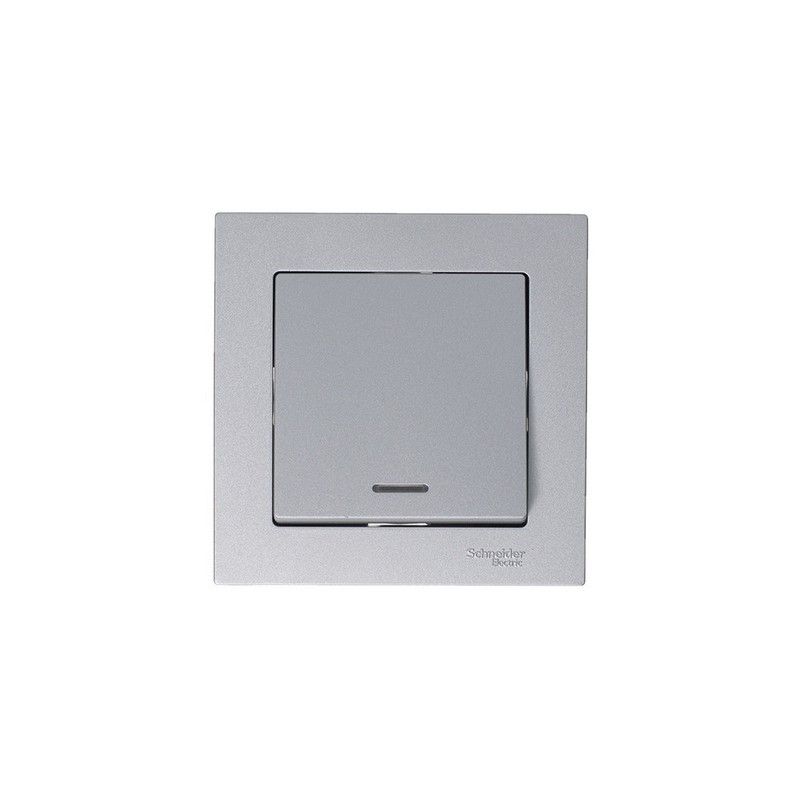 AtlasDesign Алюминий Выключатель 1-клавишный Systeme Electric AtlasDesign Алюминий с подсветкой, ATN000313
