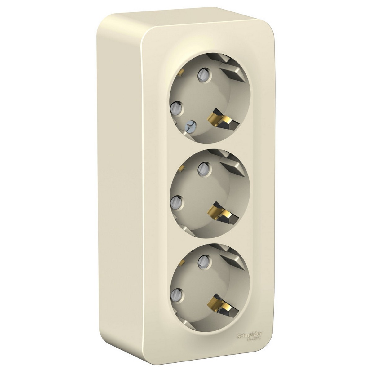 Blanca молочные розетки и выключатели Розетка SE Blanca 3-ая Молочная наружный с/з со шторками изолир. пластина BLNRA011312