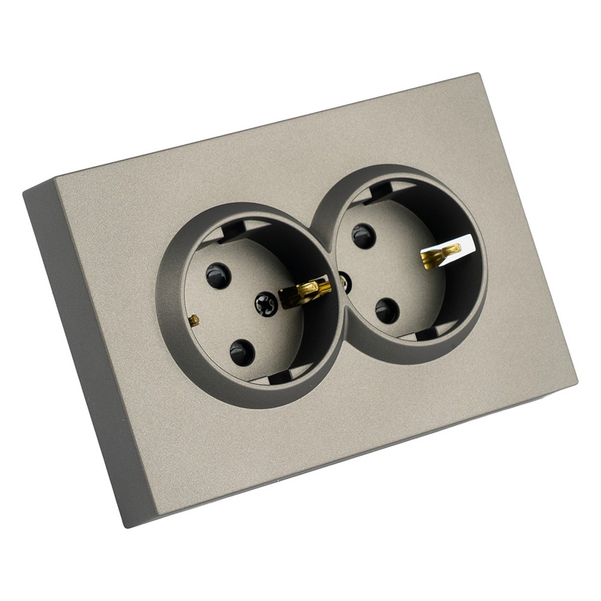 Эмили - Розетки и выключатели Stekker Розетка 2-местная с защитной шторкой STEKKER с/з  Эмили RST16-5114-09 антрацит soft touch 49934