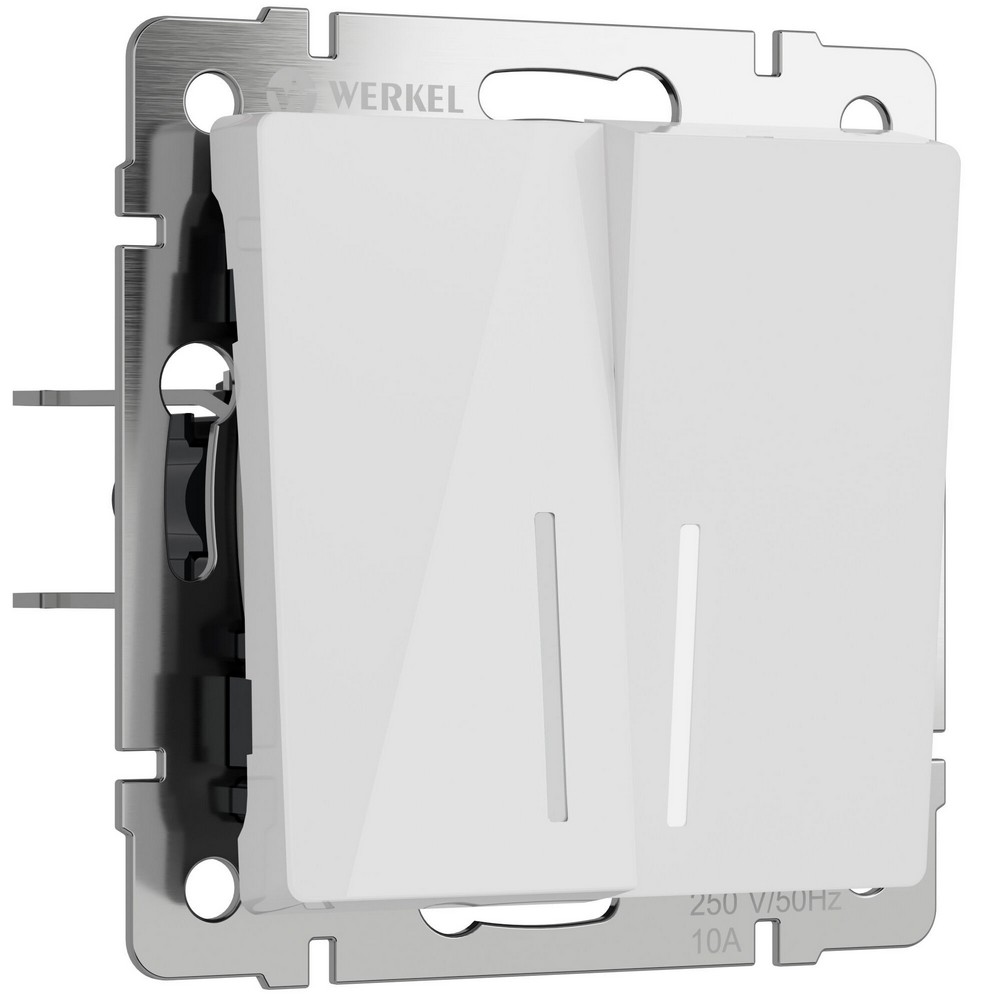 Werkel белый акрил Выключатель Werkel двухклавишный проходной с подсветкой (белый акрил) W11221410