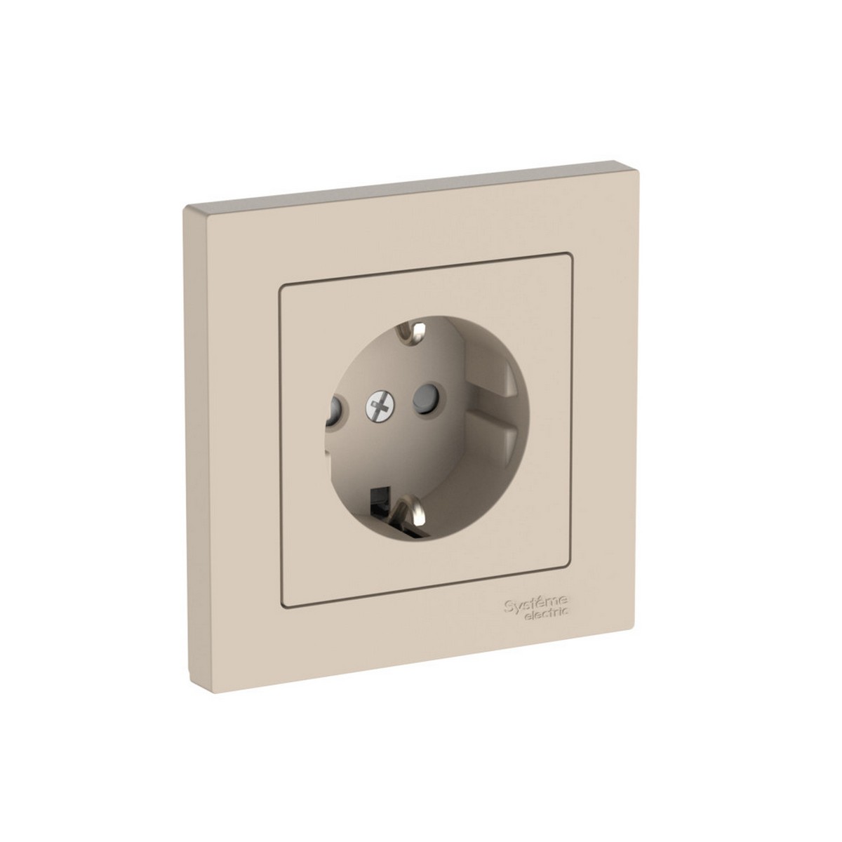 AtlasDesign Песочный Розетка SE AtlasDesign Песочный с заземлением со шторками в сборе быстрозажим. клем. ATN001244S