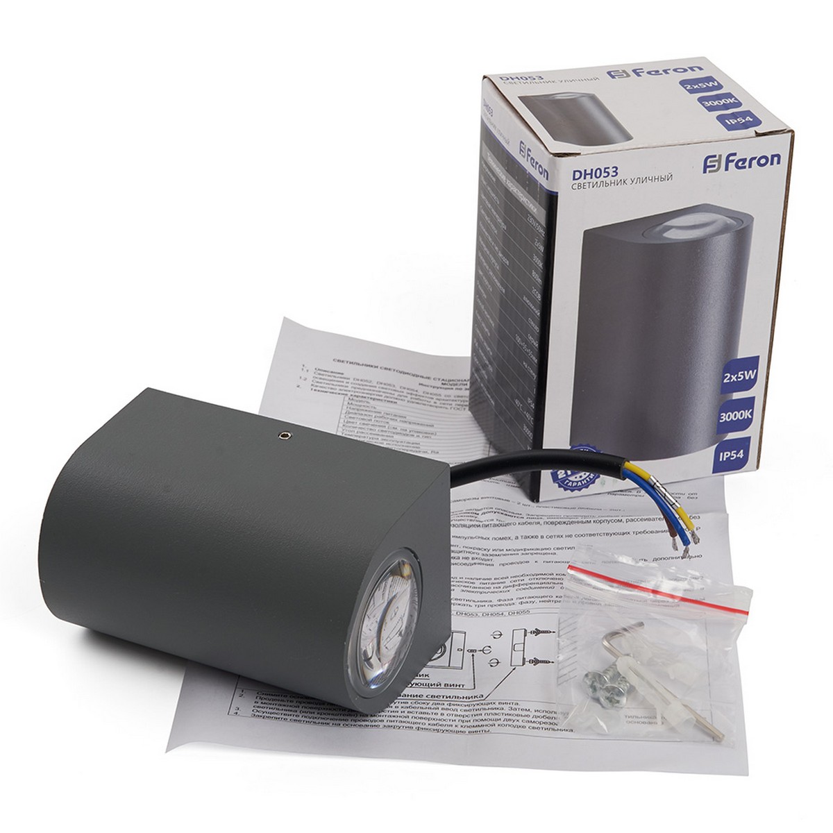 Уличные настенные светильники Светильник уличный светодиодный Feron DH053 2*5W 800Lm 3000K серый 48481 