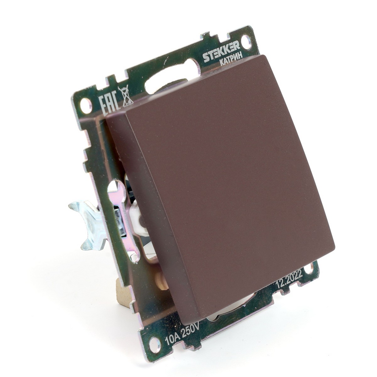 Катрин - Розетки и выключатели Stekker Переключатель 1-клавишный STEKKER GLS10-7105-04 250V 10А Катрин шоколад 49018