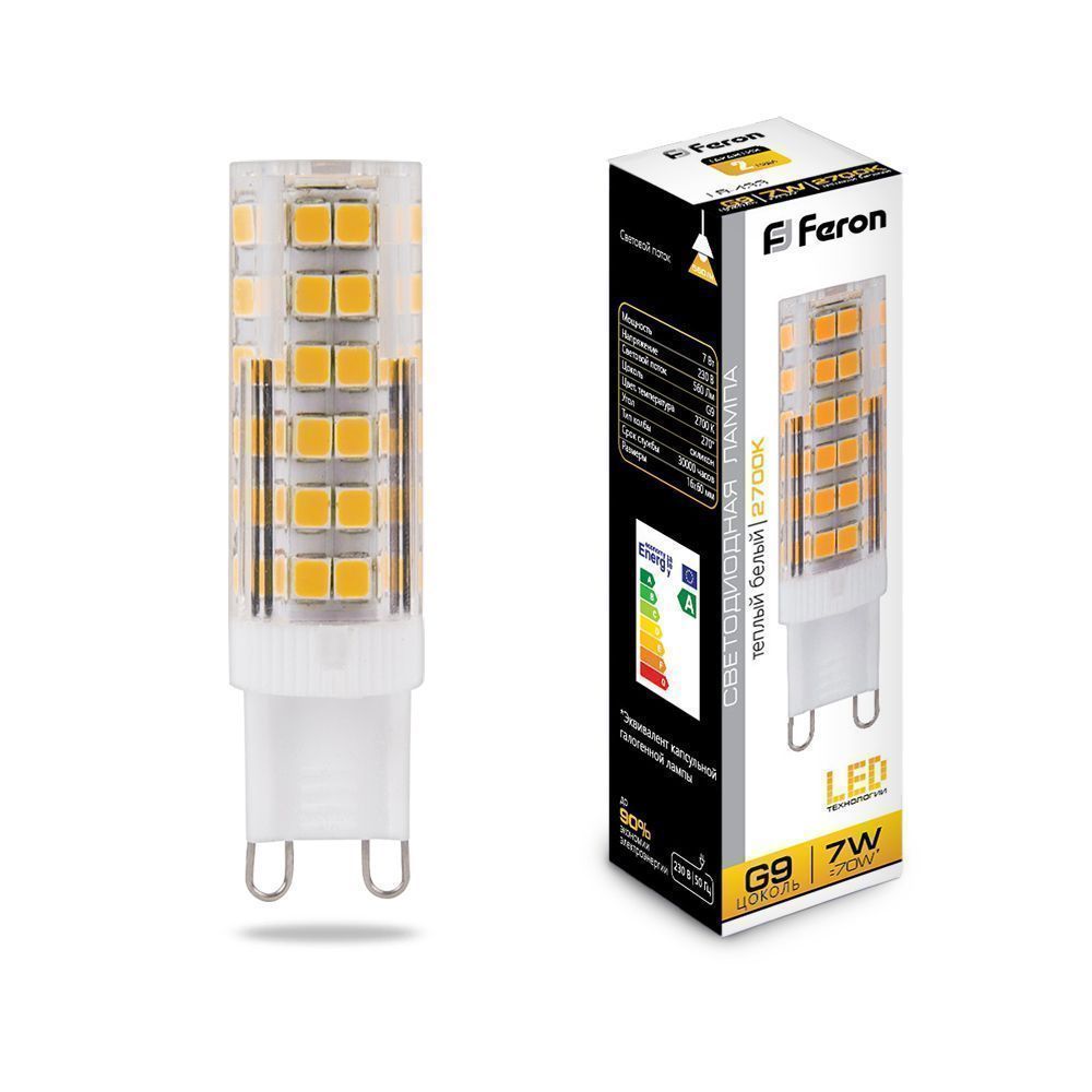 G9 Лампа светодиодная Feron LB-433 G9 7W 2700K 25766 