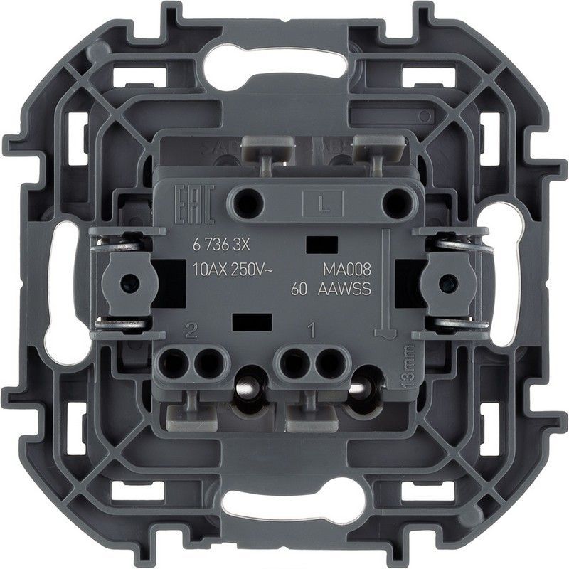 Legrand Inspiria Белый Выключатель Legrand INSPIRIA Белый двухклавишный с подсветкой/индикацией 10 AX 250 В 673630