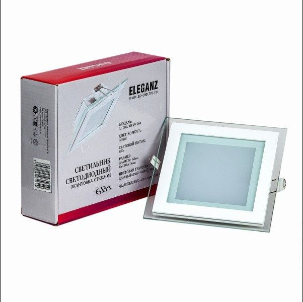 Встраиваемые светодиодные светильники Светодиодный светильник Eleganz квадратный 6W 4000K 220V 